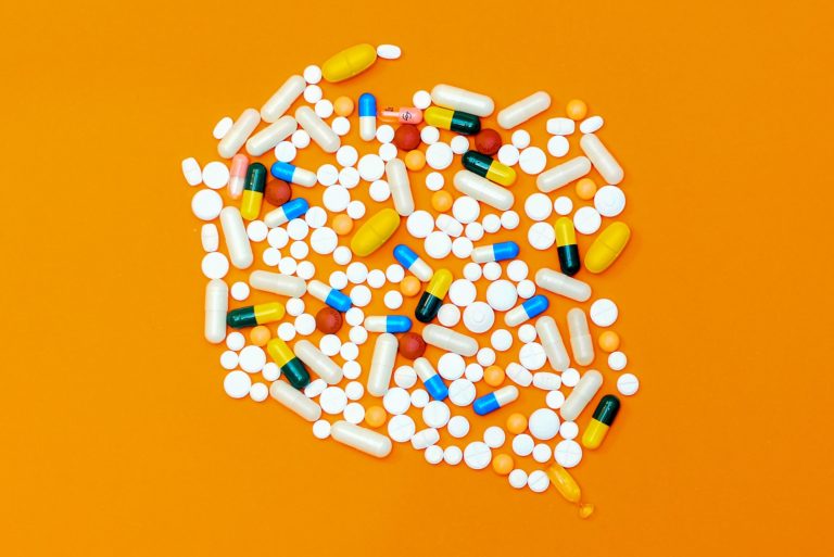 a close-up of a pill