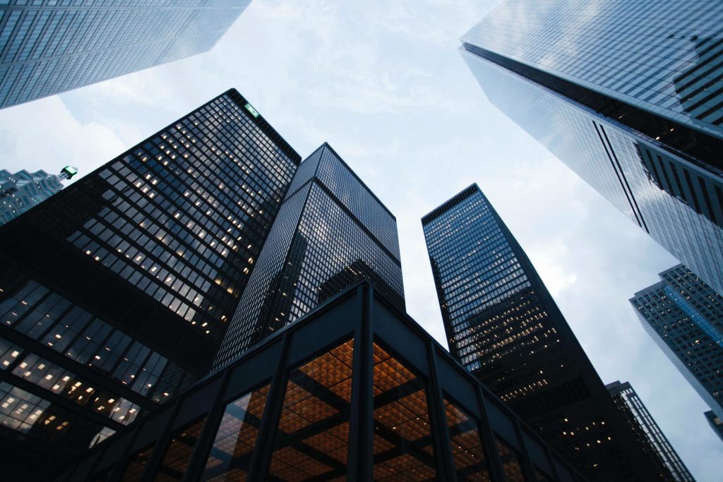 low angle view of tall buildings