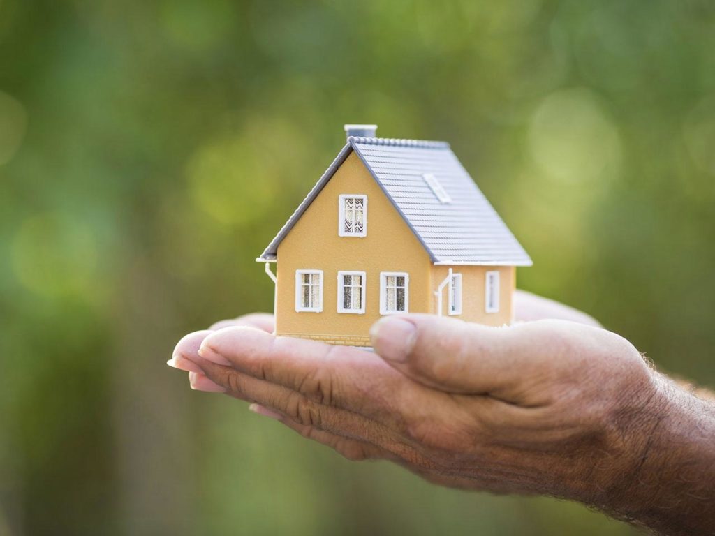 a person holding a small house