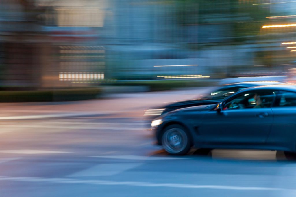 a car driving on a road