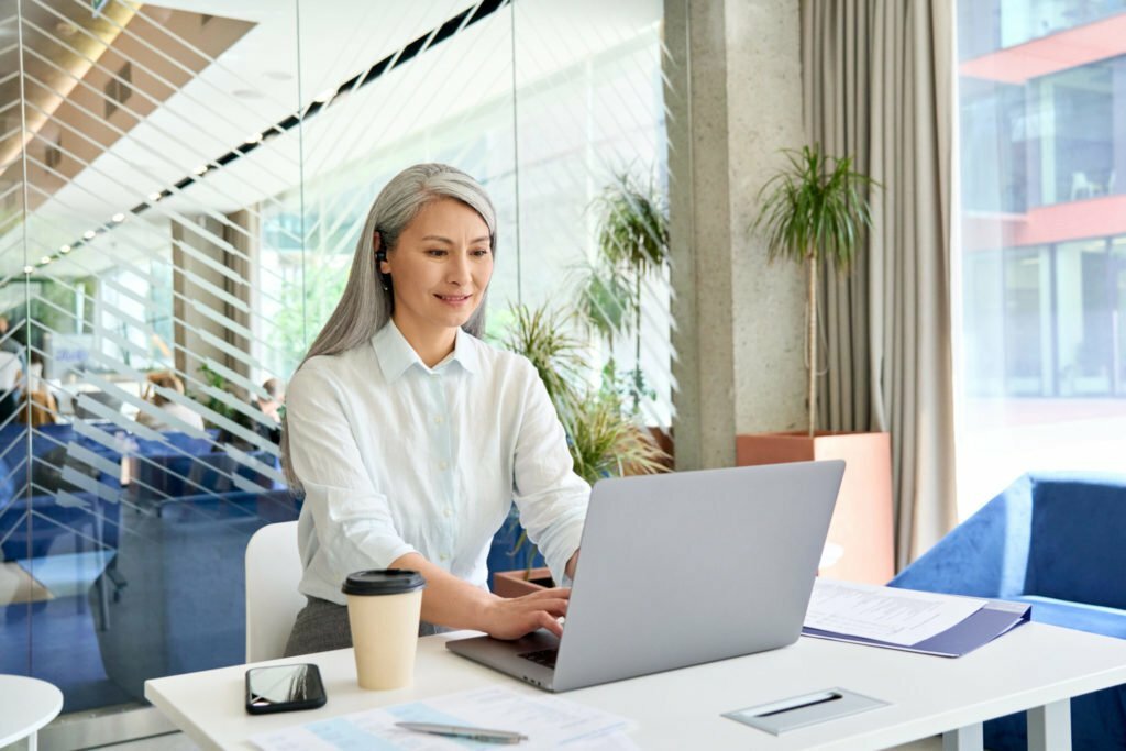 businesswoman on a laptop