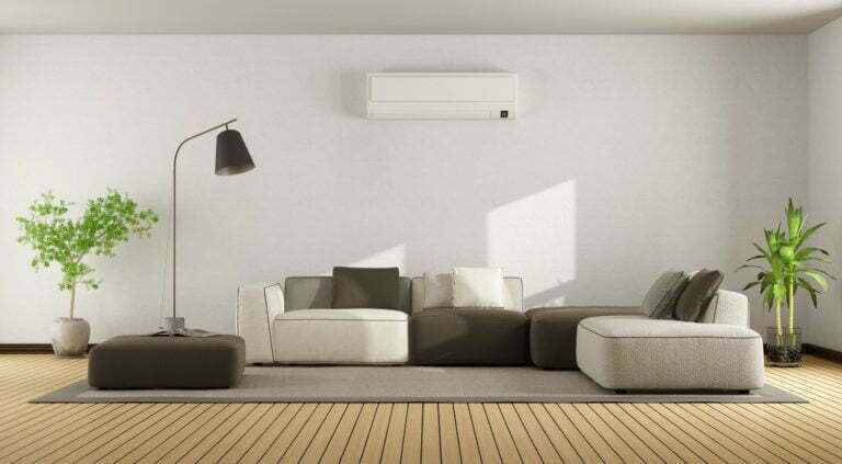 Living room with sofa and air conditioner